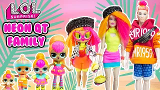 Neon QT Family DIY Custom Fun Craft With Barbie and Ken Dolls