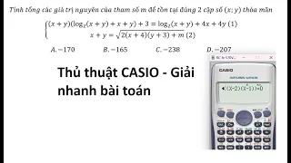 Tính tổng các giá trị nguyên của tham số m để tồn tại đúng 2 cặp số (x;y)  thỏa mãn{ ((x+y)(