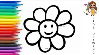 Flower drawing for kids and toddlers