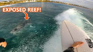 SURFING over a CRAZY SHALLOW REEF in CRYSTAL CLEAR water - SYDNEY (POV Raw)