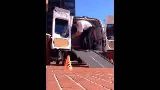 Loading the Cappuccino Man cart into the new Ford Transit