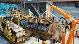 How We Rebuild Our Caterpillar Dozer Diesel Engine || Repairing CAT Dozer Engine in Local Workshop