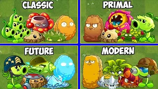 4 Team CLASSIC x PRIMAL x FUTURE x MODERN - Who Will Win? - PvZ 2 Team Plant Battlez