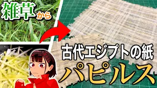 雑草で古代のエジプトの紙「パピルス」を作る！【根性再び】