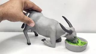 Clay Sculpting: How to Make Buffalo with Clay Step by step easy tutorial, easy clay tutorial