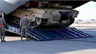 U.S. Loading M1 Abrams Tanks Inside C-17 Globemaster III for Ukraine