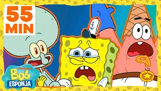 Bob Esponja | UMA HORA dos melhores momentos da Temporada 9, PARTE 1  | Bob Esponja em Português