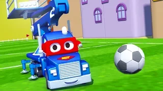 Carl der Transformer Truck und Der Fussball in Car City| Auto und Lastwagen Bau Cartoons