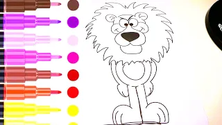 How to draw and color cute Lion Step by Step for kids #drawing #coloring #painting #animals#kids