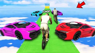 GTA 5 CHOP CYCLED THROUGH THE FLYING CARS TO WIN