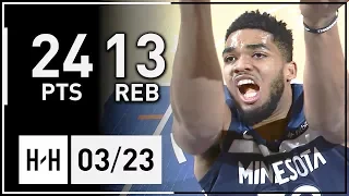 Karl-Anthony Towns Full Highlights Timberwolves vs Knicks (2018.03.23) - 24 Pts, 13 Reb!