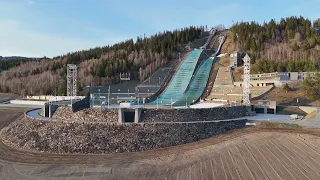 Drone footage from Lillehammer Lysgårdsbakkene Jumping facility