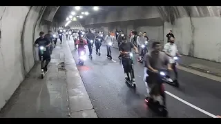 Cops Chase Group On Scooters DownTown LA, Ca  #1320ScooterMeet