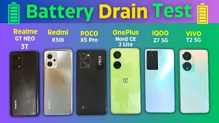 Best Battery Life 🔋 | Realme vs Redmi vs POCO vs OnePlus vs iQOO vs VIVO - Full Battery Drain Test!