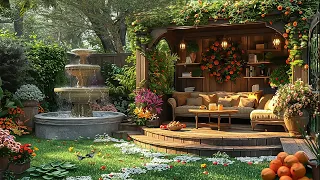 Cozy Summer Garden Ambience with Fountain 🌸 Nature Sounds, Insects for Sleep, Relaxation, Healing