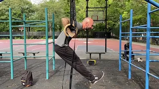 Rings Muscle-up to Forward Roll
