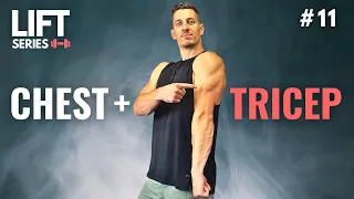 30 Minute CHEST AND TRICEP DUMBBELL WORKOUT | Follow Along