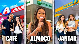 CAFÉ DA MANHÃ VS ALMOÇO VS JANTAR NO POSTO DE GASOLINA!!!