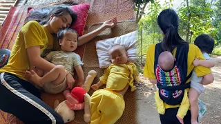 A 19-year-old single mother takes care of her 2 small children to the point of exhaustion