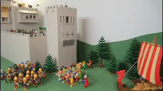 Vikings vs Chevaliers-Knights ! Stop motion playmobil.