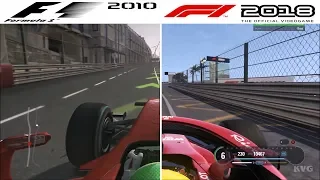 F1 Game Comparison (2010 - 2018 | Circuit de Monaco | Monaco GP Hotlaps)