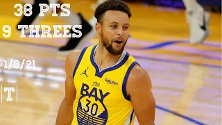 Stephen Curry 38 pts 9 threes highlights vs clippers | 1/8/21