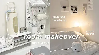 ROOM MAKEOVER + new desk setup🪽pinterest inspired & minimal clean aesthetic