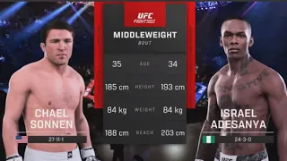 UFC 5 Chael Sonnen Vs Israel Adesanya - Awesome #UFC Middleweight Fight English Commentary PS5