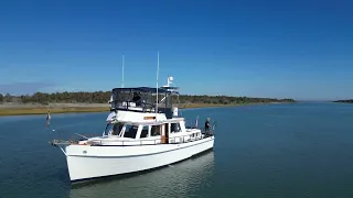 Drone Running Shots -Grand Banks- 42 Classic Trawler Underway