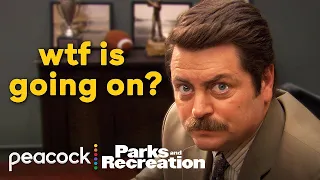 Just Ron Swanson, deep in thought, staring into space | Parks and Recreation