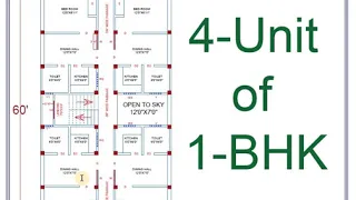 30 X 60 Affordable Home Plan Of 4 Units of 1 BHK