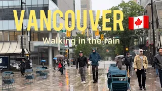 🇨🇦🌨️🌨️☔️ Another rainy day in  Downtown VancouverBC,2024#relaxingwalk #travel Canada#