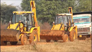 Double JCB Backhoe Fully Loading Mud with Tata 2518 Truck | Eicher 485 | MF 1035 Tractor