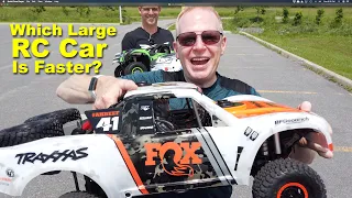 Which Large RC Car is Faster? Traxxas UDR or Losi Super Baja Rey?  Speed Test