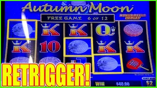 OMG BONUS RETRIGGER! I Put $3000 into High Limit Dragon Link Autumn Moon Dragon Link Slot Machine