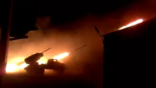 Грады ДНР ведут огонь по силам АТО   Ukraine  Grad militias firing