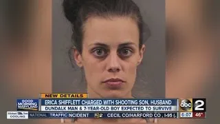 Woman charged with shooting son, husband in Dundalk