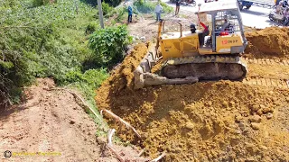 Incredible Of New Project With Bulldozer Forest Cutting Spreading Dirt And Dump truck dumping Dirt