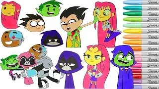 Teen Titans Go Coloring Book Compilation Raven Starfire Robin Cyborg Beast Boy TTG Rainbow Splash