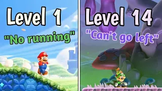 Mario Wonder, but each level has a different challenge