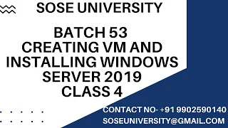 Sql DBA Batch 53 Creating VM and Installing Windows Server 2019 Class 4 || Contact +91 9902590140