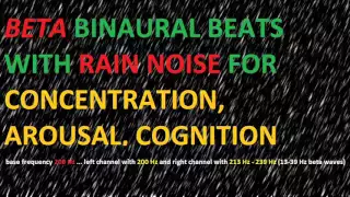 binaural beats for concentration (13-39) Hz beta brainwaves 200 Hz base frequency with rain noise