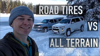 All Terrain Tires vs Road Tires in Snow!