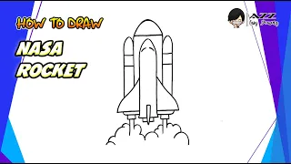 How to draw NASA Rocket step by step