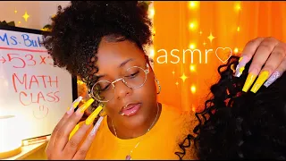 ASMR ♡ teacher plays with your curly hair in the back of class ✨~ comfy personal attention 💆🏽‍♀️