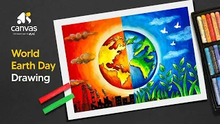 World Earth Day Drawing with Oil Pastel / Earth Day Drawing Step by Step / World Earth Day Poster