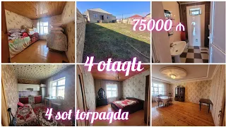 4 Otaqlı 4 Sot torpaqda Saray qəsəbəsində çox gözəl bir həyət evimiz satışa çıxdı. 75000 ₼