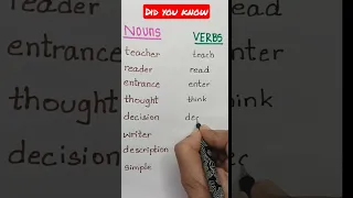 formation of verbs | verbs and nouns #shorts #grammar #english #nouns  #verbs