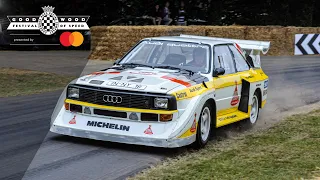 Michele Mouton hurls Group B Audi Quattro S2 up Goodwood hill