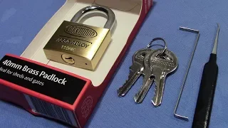 (picking 509) Lockwood 40mm brass padlock picked out-of-the-package - great lock / great fun